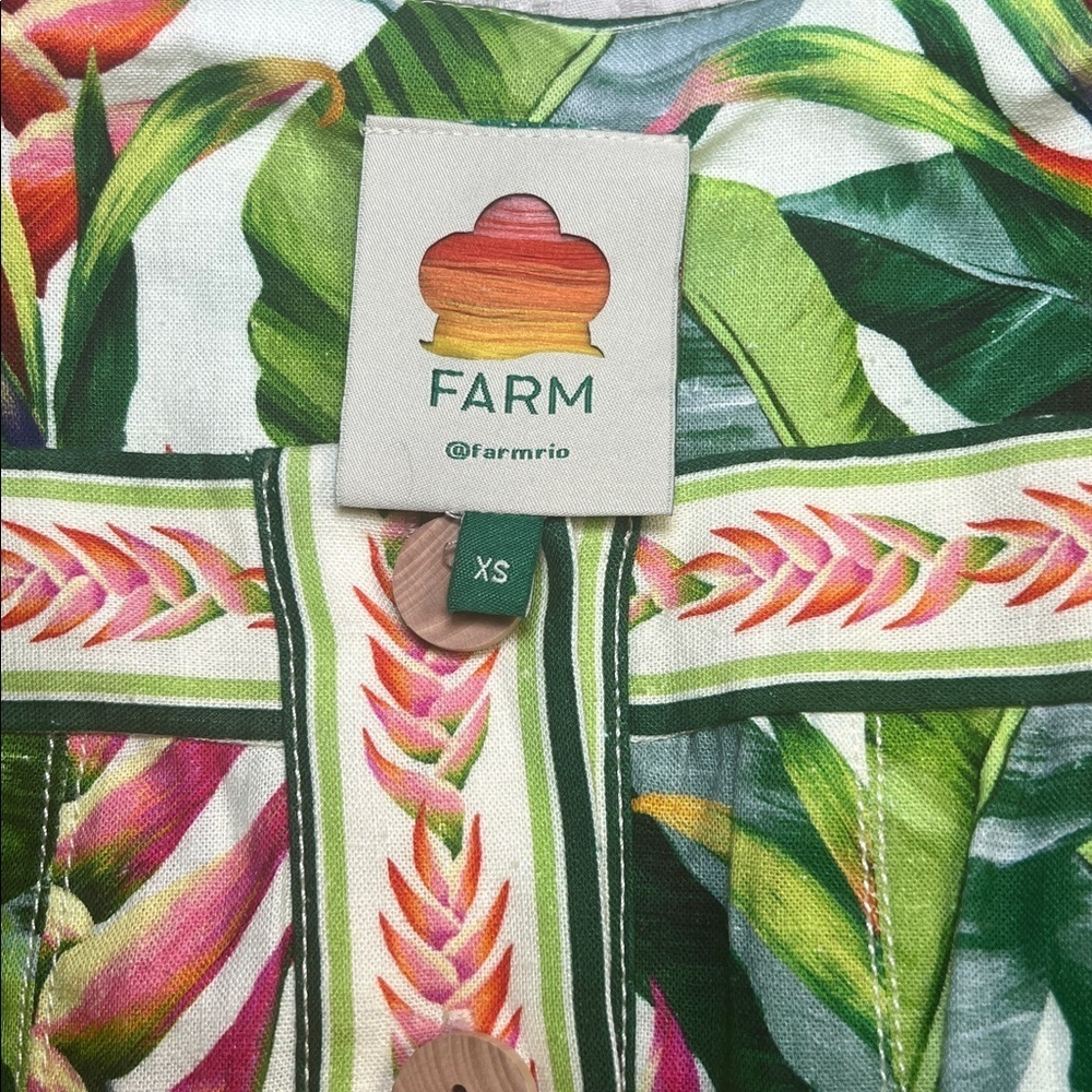 FARM Rio Green Leaf Print mini Dress XS - Picture 6 of 13